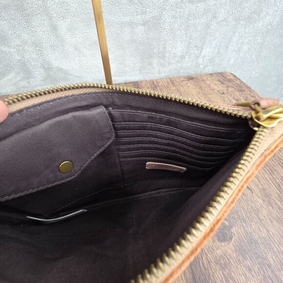 Madewell Nubuck Pouch Clutch Patchwork Edition Distant Sand Multi Spiral Western - Picture 9 of 11